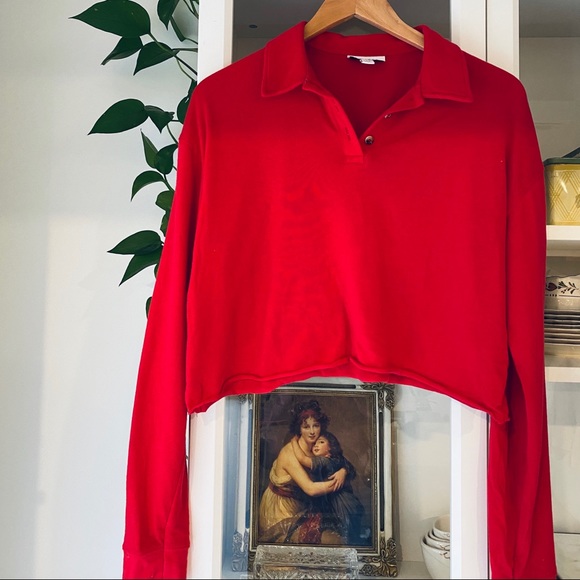 Topshop Tops - Topshop cropped rugby shirt